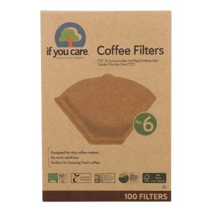 If You Care Coffee Filters lbs.6 Cone Unbleached - Case of 12 - 100 Count