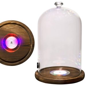 Smoking Gun Accessory LED lights Glass Dome 9  x 5.7  Lid Wooden Base   Glass Smoke infuser Cover Lid for Cocktail Smoker   Dome for Cold Smoke Smoking Cloche for Drinks