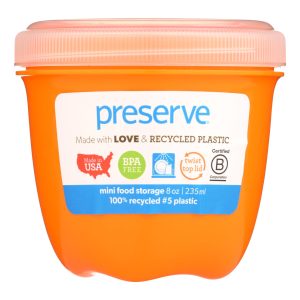 Preserve Food Storage Container - Round - Mini - Orange - 8 oz - 1 Count - Case of 12