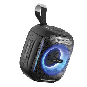 Dolphin Audio S-10 Black SOUNDBYTE 10 Waterproof Portable Bluetooth Party Speaker with WaveSync and Sound-Activated Lights, S10