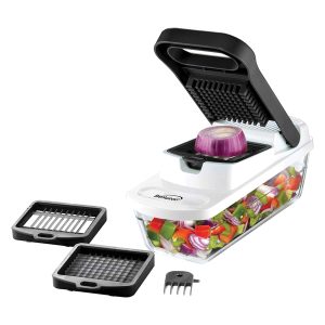 Brentwood KA-5023BK Pro Food Chopper and Vegetable Dicer with 6.3-Cup Storage Container and Stainless Steel Blades