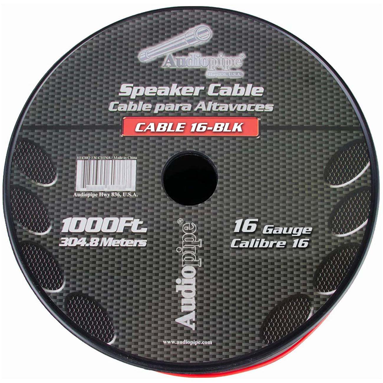 Audiopipe Speaker Wire 16-Gauge 1000 Foot Spool - Black/Red - Image 2