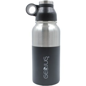Brentwood Geojug G-1032BK Stainless Steel Vacuum-Insulated Water Bottle (0.9 L; Black/Silver)