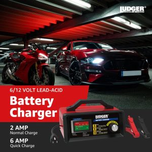 Ludger Battery Charger - 3 Modes: 12-Volt/2A 12-Volt/6A and 6-Volt/2A