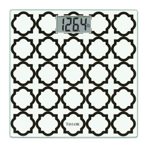 Taylor Precision Products 755841932BWL Digital Glass Bathroom Scale with Black/White Lattice, 400-Lb. Capacity