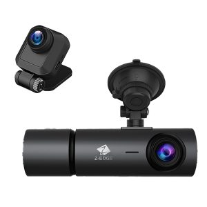 Z-EDGE T3P T3P Triple Car Cameras for 4K Front, and 1080p Inside and Rear, 3-Channel Touch-Screen Dash Camera with Wi-Fi and GPS