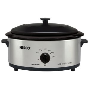 NESCO 4816-25 6-Qt. 750-Watt Roaster with Porcelain Cookwell (Silver)