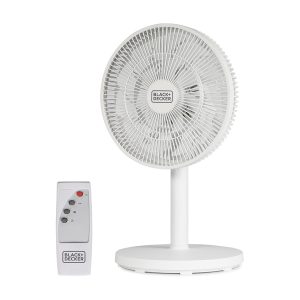 BLACK+DECKER BFDTD12VW BFDTD12VW 12-In. 3-Speed Oscillating Portable Dual-Blade Table Fan with Remote, White