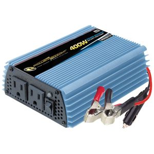 PowerBright PW400-12 2-AC Outlet, 400-Continuous-Watt Vehicle Power Inverter with 12-Volt Adapter Cord and Battery Clips, PW400-12