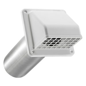 Lambro 224W 4-In. White Plastic Preferred Hood Vent with Tail Pipe and Removable Screen