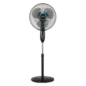BLACK+DECKER BFSD116B 16-In. 3-Speed Dual-Blade Oscillating Stand Fan with Remote, Black, BFSD116B