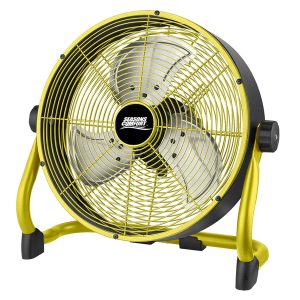 Comfort Gear FHVB12 12-In. Variable-Speed Metal Rechargeable Floor Fan, FHVB12, Yellow and Black