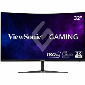 ViewSonic VX3218C-2K 32 Inch Curved 1ms 1440p 180hz Gaming Monitor with FreeSync Premium, Eye Care, HDMI and Display Port
