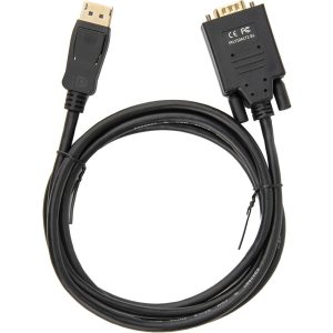 Rocstor Premium 6 ft DisplayPort to VGA Cable M/M- DisplayPort to VGA Supporting 1920x1200 1080p at 60Hz - DP/VGA cable for Notebook, Computers, Projector, TV, Video Device - 6 ft (1.83m) - 1 Retial Pack - Gold Platted - 1 x DisplayPort Male Digital Audio/Video - 1 x HD-15 Male VGA - Black DP TO VGA BLK