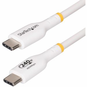 StarTech.com 6ft White USB-C Charging Cable, USB-IF Certified USB C Cable, 240W PD EPR, USB 2.0 Type-C Laptop Charger Cord, TPE Jacket,M/M