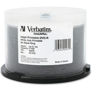 Verbatim DataLifePlus 95079 DVD Recordable Media - DVD-R - 16x - 4.70 GB - 50 / Pack - White