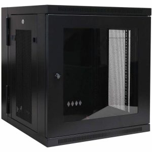 Eaton Tripp Lite Series SmartRack 12U Low-Profile Switch-Depth Wall-Mount Small Rack Enclosure, Clear Acrylic Window, Hinged Back