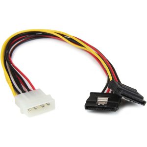 StarTech.com 12in LP4 to 2x Latching SATA Power Y Cable Splitter Adapter - 4 Pin Molex to Dual SATA
