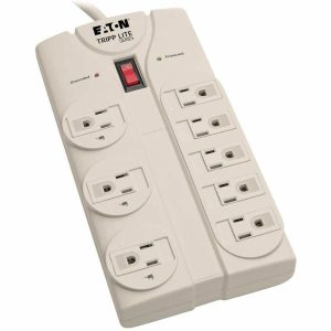 Eaton Tripp Lite Series Protect It! 8-Outlet Surge Protector, 8 ft. Cord with Right-Angle Plug, 1440 Joules, Diagnostic LEDs, Light Gray Housing