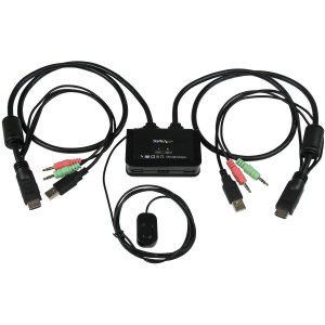 StarTech.com 2 Port USB HDMI Cable KVM Switch with Audio and Remote Switch &acirc;&euro;" USB Powered