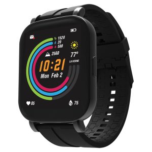 3Plus 3PL-VIBEPPRO-BK Vibe Pro GPS Smartwatch with 1.78-In. AMOLED Touch Screen, Bluetooth, Heart Rate/Blood Oxygen/Sleep, Sports Modes, and 5 ATM Water-Resistant
