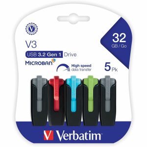 32GB Store 'n' Go&reg; V3 USB 3.2 Gen 1 Flash Drive - 5pk - Assorted