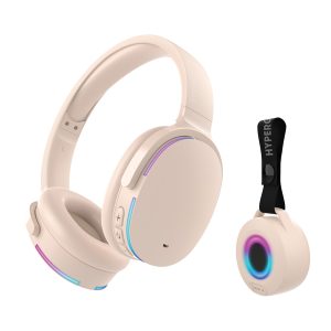 HyperGear 15862 Wireless Audio Essentials Duo with Light-up Bluetooth Speaker and Headphones (Nude)
