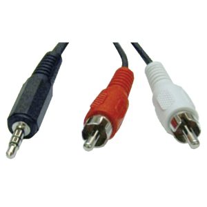 Tripp Lite by Eaton P314-012 3.5-mm Male to 2 RCA Male Stereo Audio Y-Splitter Adapter Cable, Black with Color-Coded RCA Jacks (12 Ft.)