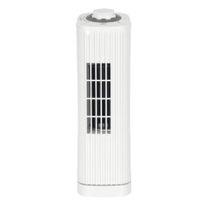 Optimus F-7348WH-F 14-In. Portable Oscillating Ultra-Slim Desktop Mini Tower Fan with 3 Speeds, 550 CFM, 70deg Oscillation, 50 Watts, 72-In. Cord (White)