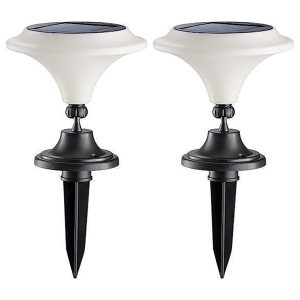 MAXSA Innovations 48606 Solar-Powered White Integrated-LED Outdoor Martini Lamp Lights, 25 Lumens, 2 Pack