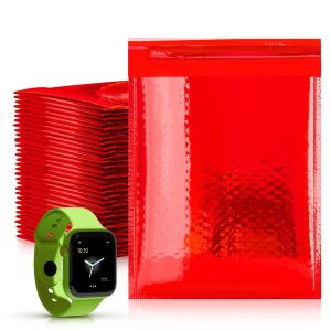 AMIFF Red Metallic Bubble Mailers 5 x 9 Pack of 25 Opaque Mail Bubble Envelopes with Sturdy Adhesive Line Reliable Padded Shipping Envelopes Waterproof Padded Envelopes Various Sizes