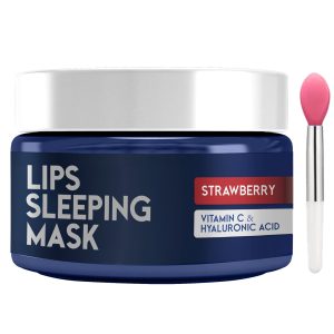 Lip Sleeping Mask with Hyaluronic Acid & Vitamin C   Nourish & Hydrate Dry Lips with Lip Balm   Overnight Lip Mask Moisturizer for Skin Care   Strawberry