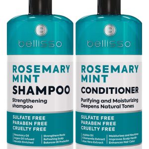 Rosemary Oil and Mint Shampoo and Conditioner Set   Sulfate Free with Peppermint   Moisturizing Products for Women and Men   Helps Flaky Dry Scalp and Dandruff   Salon Thickening for Thinning Hair