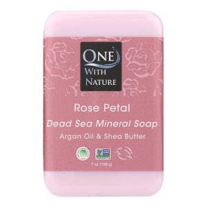 One With Nature Dead Sea Mineral Rose Petal Soap - 7 oz