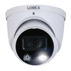 Lorex E893DD-E 4K Ultra HD Wired Analog Indoor/Outdoor Add-on IP Dome Security Camera with Smart Deterrence Plus