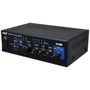 Pyle PTA4 240-Watt 2.0-Channel Mini Amplifier/Mixer/Pager with Bluetooth, Mic Input, USB, SD Card, and Aux, PTA4