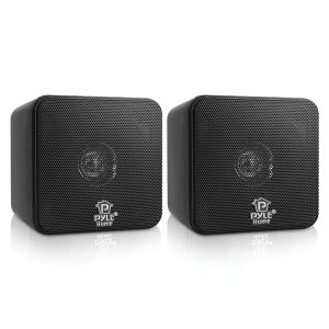 Pyle PCB4BK 200-Watt-Max Wall Mountable Mini-Cube Bookshelf Speaker Set with 4-In. Woofers and Video Shielded, Pair