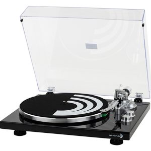 Dayton Audio TT-1BTBBlack 2-Speed Belt-Drive Automatic Turntable with Bluetooth, USB for MP3 Encoding, and Audio-Technica AT-VM95E Cartridge (Black)