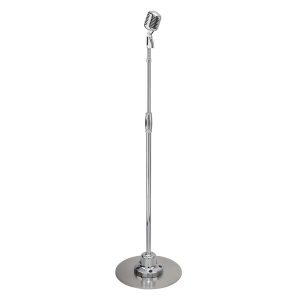 Pyle PDMICR70SL Wired Classic Retro Vintage-Style Detachable Unidirectional Microphone with Telescoping and Pivoting Stand, Silver Finish