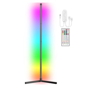 eco4life LC210 61-In. RGB Color-Changing Modern Wi-Fi Aluminum Corner Floor Lamp with PVC Shell