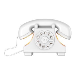 Priority Products 51811135W Retro Telephone-Shaped Sleeping Machine with Bluetooth Speaker and Night-Light (White)