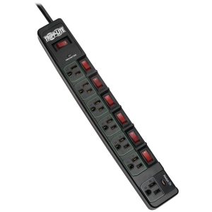 Tripp Lite by Eaton TLP76MSGB 7-AC Outlet 1,080-Joules ECO-Surge Energy-Saving Surge Protector Power Strip, 6-Ft. Cord with Straight Plug (Black)