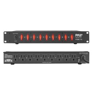 Pyle PDBC70 9-Outlet 15-Amp 150-Joules Power Supply Control Unit, AC Noise Filter, Steel Chassis, Rack Mountable, PDBC70