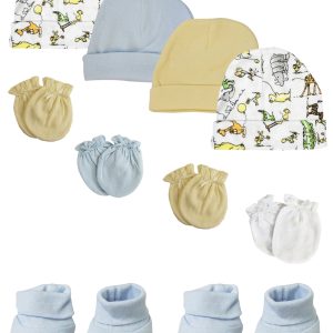 Preemie Baby Boy Caps With Infant Mittens And Booties - 10 Pack Nc_0210