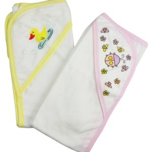 Infant Hooded Bath Towel (pack Of 2) 021-pink--021-yellow