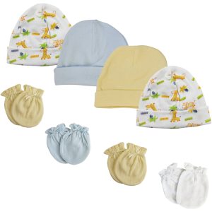 Baby Boy Infant Caps And Mittens (pack Of 8) Nc_0312
