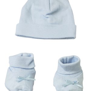 Preemie Baby Cap & Bootie Set - Blue 033pblue