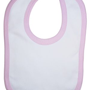 White Interlock Bib Pink Binding 1023wp