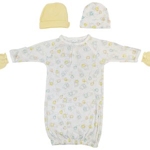 Unisex Newborn Baby 4 Piece Gown Set Nc_0792