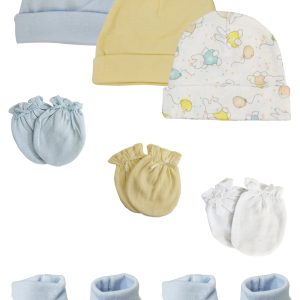 Preemie Baby Boy Caps With Infant Mittens And Booties - 8 Pack Nc_0207